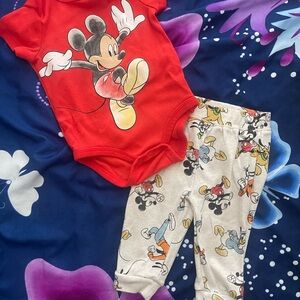 Disney Mickey Mouse Red Onesie and Pants Set